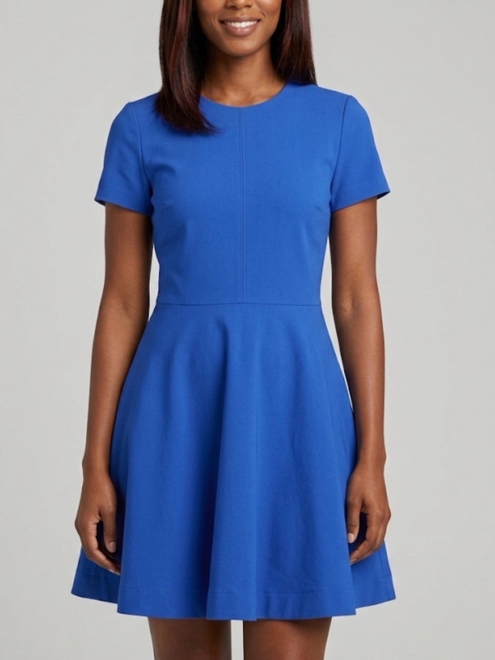 Diane Von Furstenberg Ivana Ponte Knit Stretch Fit & Flare Blue Dress